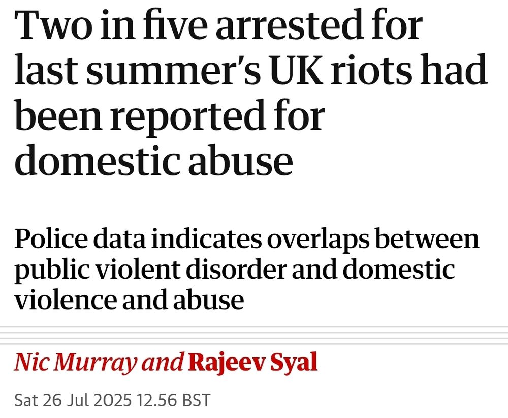 Headline says 2 in 5 arrested for summer riots had been reported for domestic abuse
