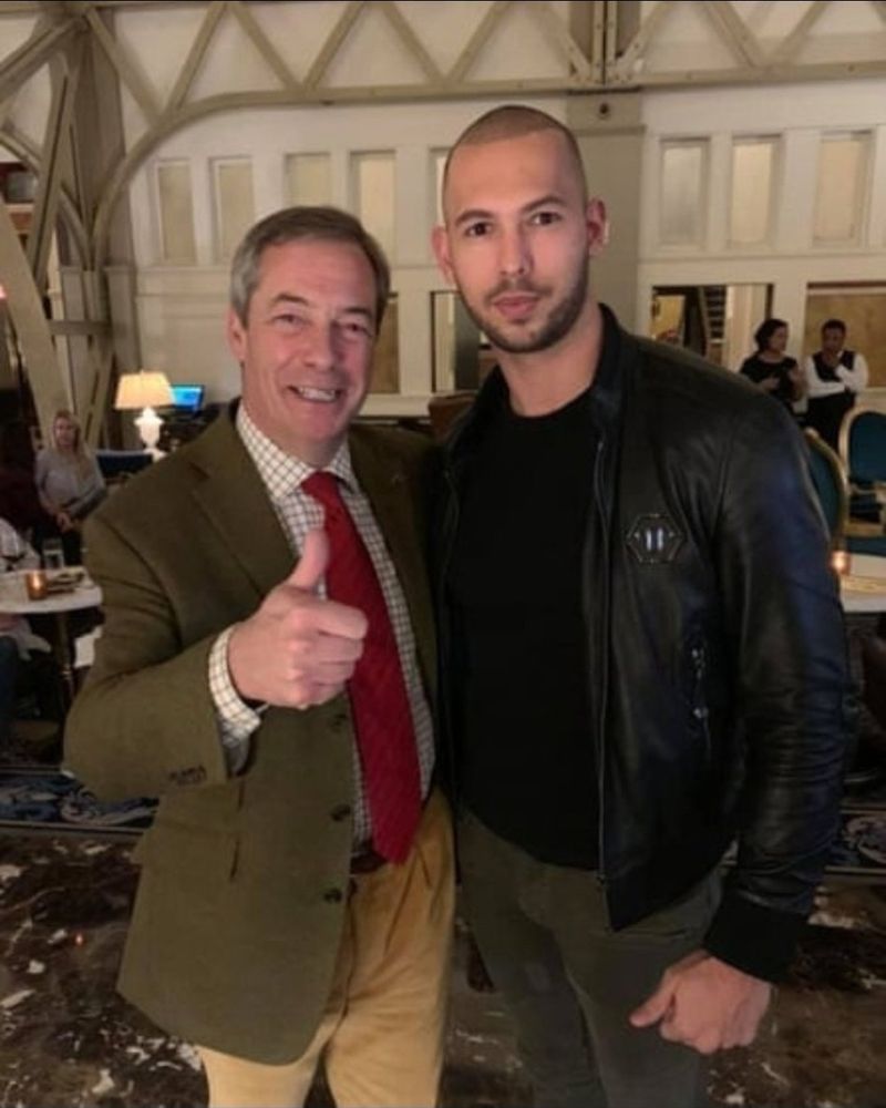 Photo of nigel farage with andrew tate