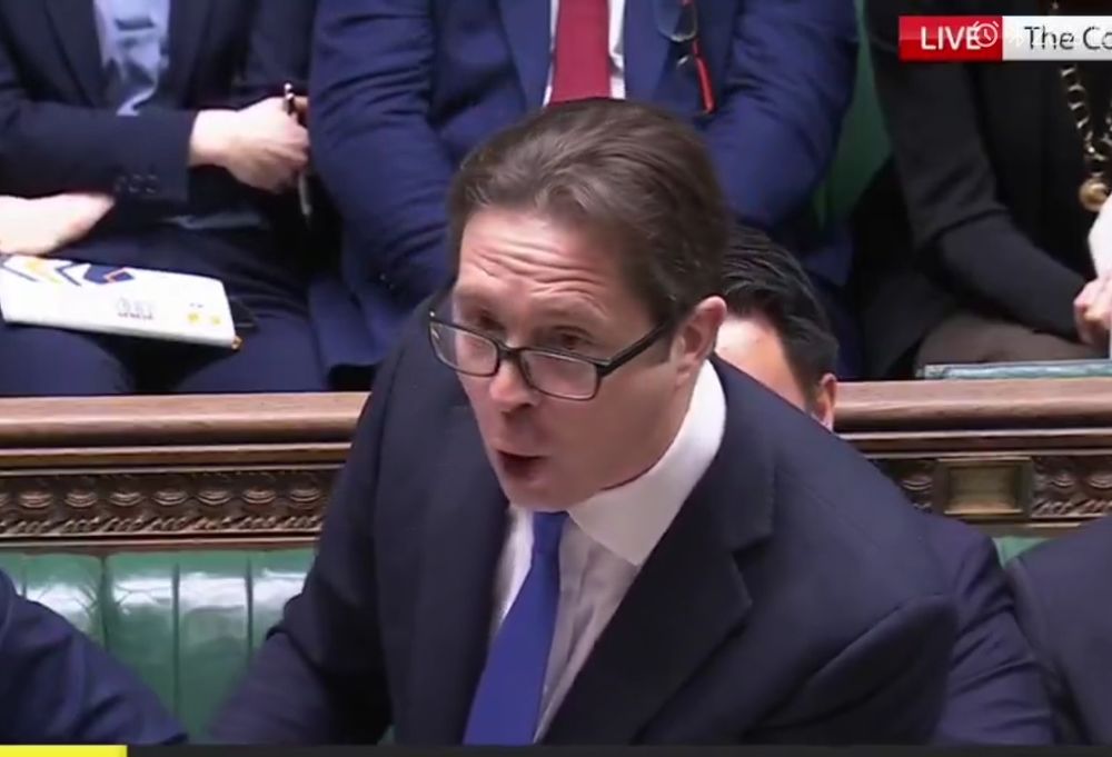 Alex Berghart mp at dispatch box.