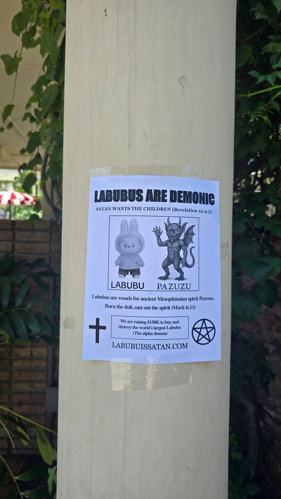 Lababus are demonic poster! Compares Labubu to Pazuzu and promises to buy and burn the worlds largest Labubu. LabubuIsSatan.com 