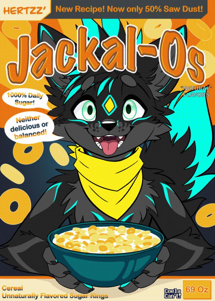Hertzz’ Jackal as a cereal box mascot