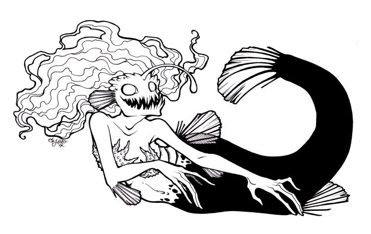 A mermaid based on an angler fish. 