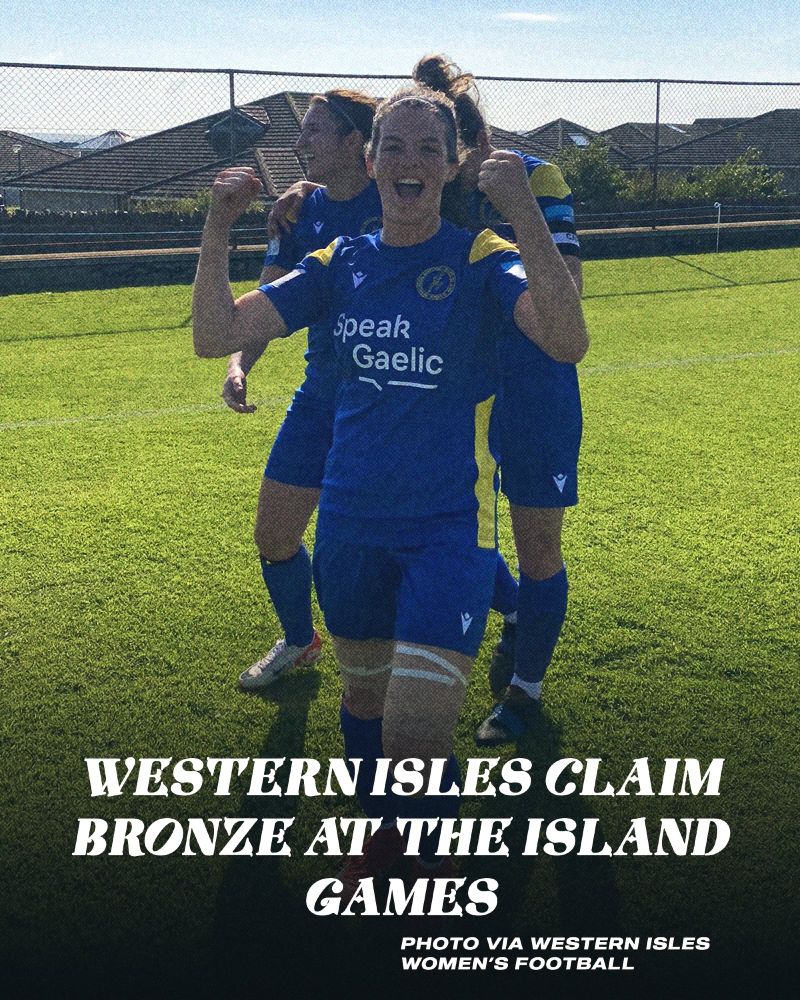 Western Isles' celebrating a big win at the Island Games on the path to winning bronze