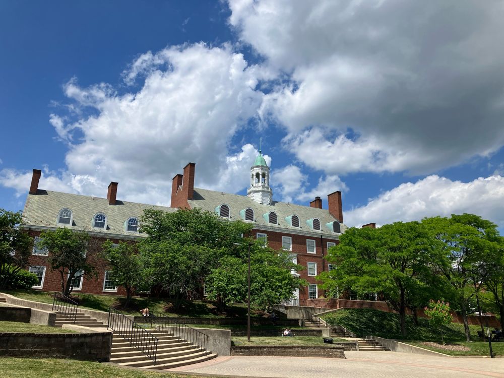 Don’t know what this building is, but impressive in front of clouds and deep blue sky