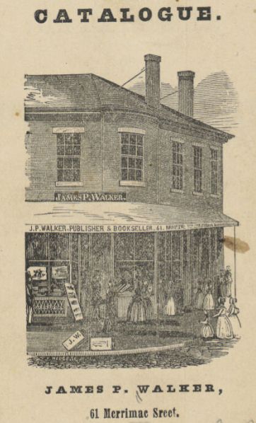 black and white cover image of Catalogue for James P Walker featuring a two-story building with windows on a corner.