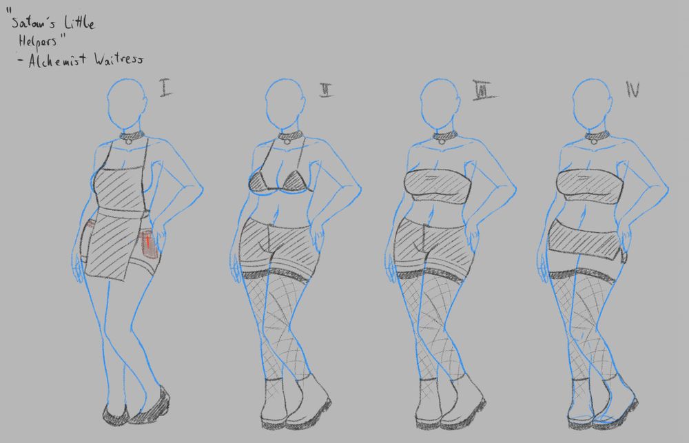 Variations of bar waitress uniforms