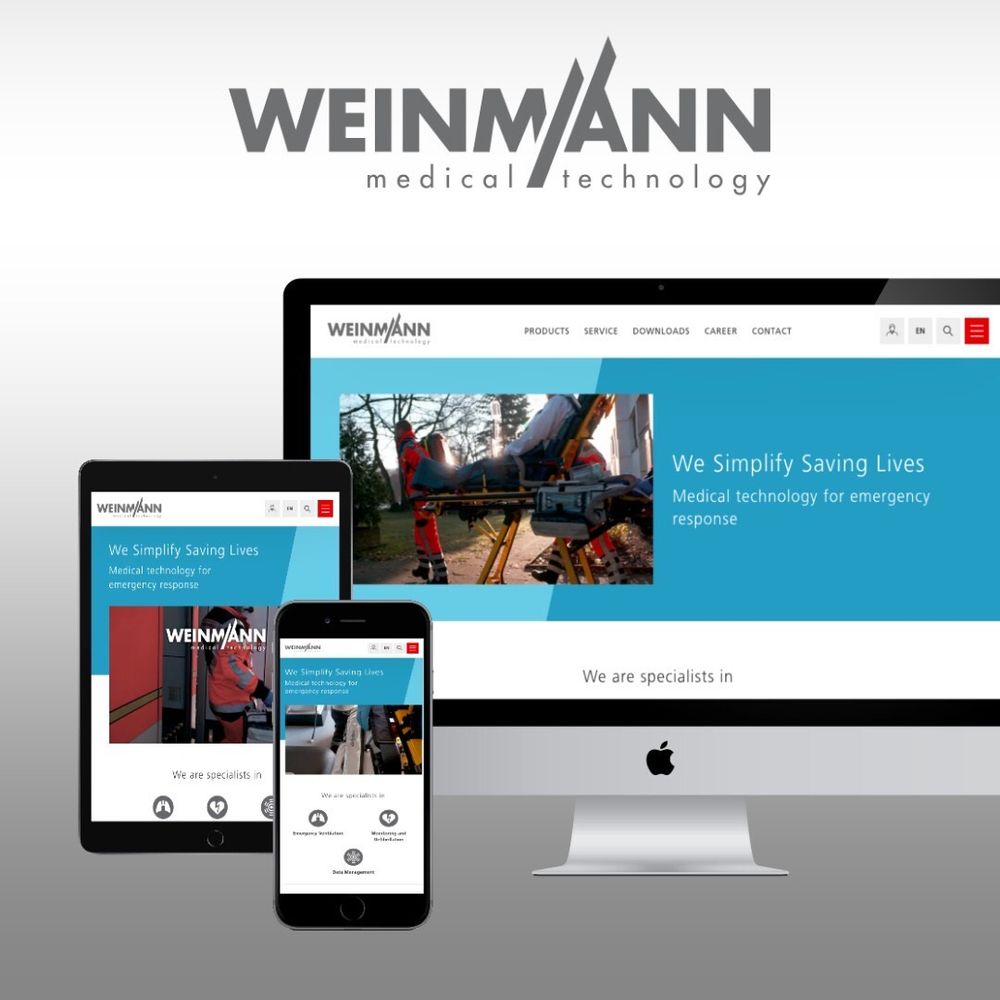 Screenshots der neuen Webseite von Weimann auf verschiedenen Geräten in verschiedenen Auflösungen