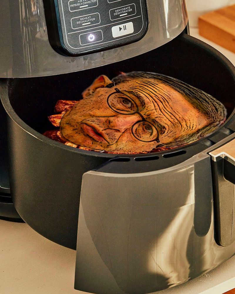 Visage de Retailleau dans un Air Fryer