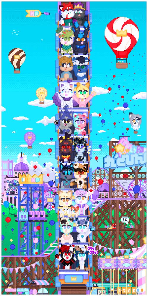 A roller coaster train full of cuties inside a wonderful theme park
By @hiemukeigno.bsky.social 