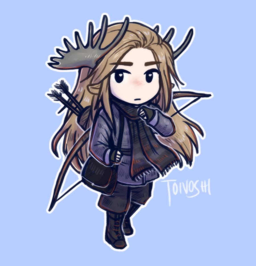 Chibi version of Andre (guy with long sandy blonde hair and moose antlers, carrying a bow and arrows)