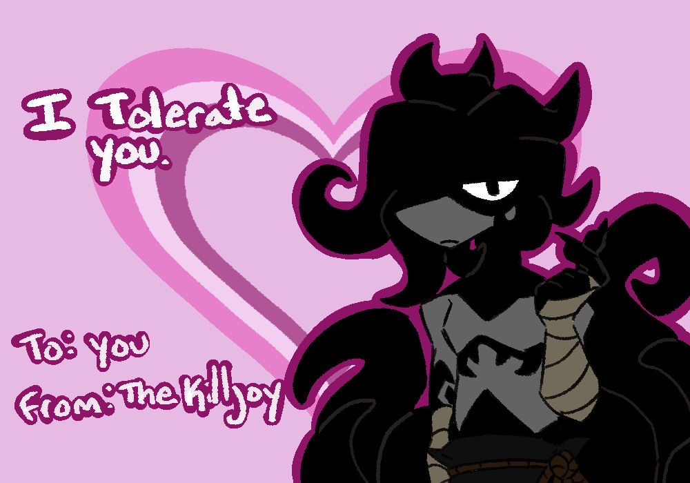 killjoy valentines card saying "i tolerate you"
