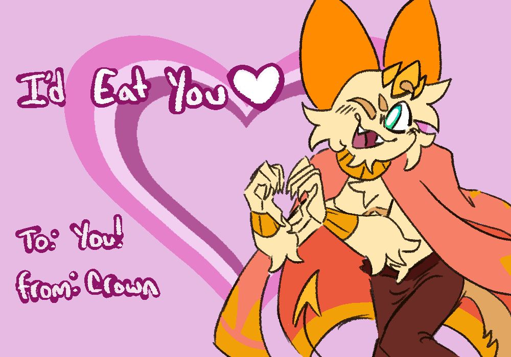 crown valentines card saying "id eat you"