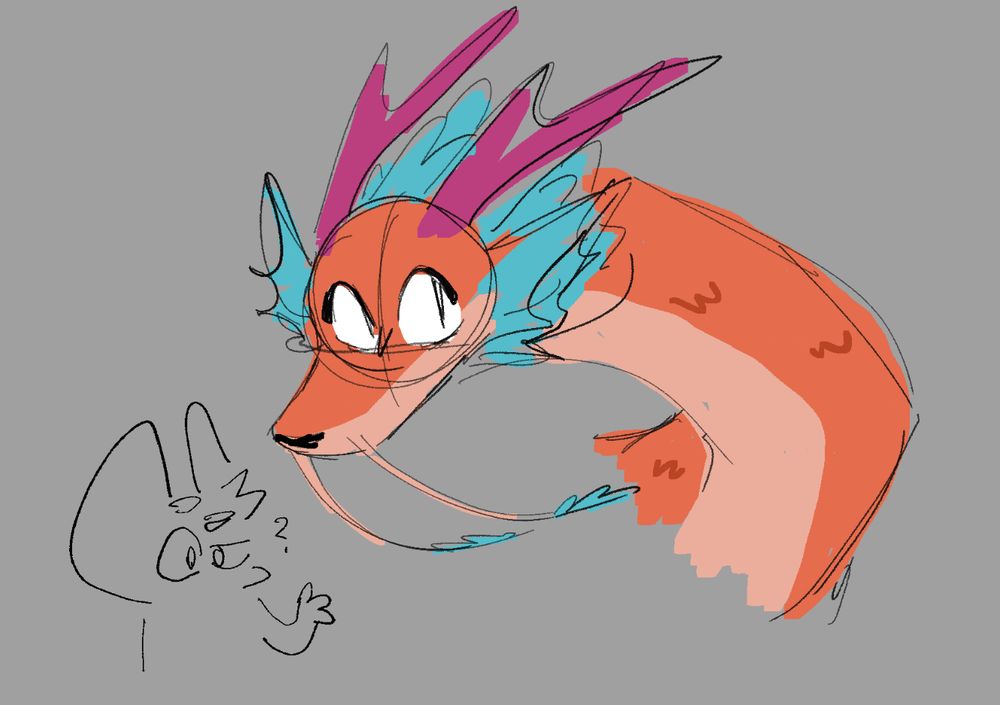 an orange dragon doodle