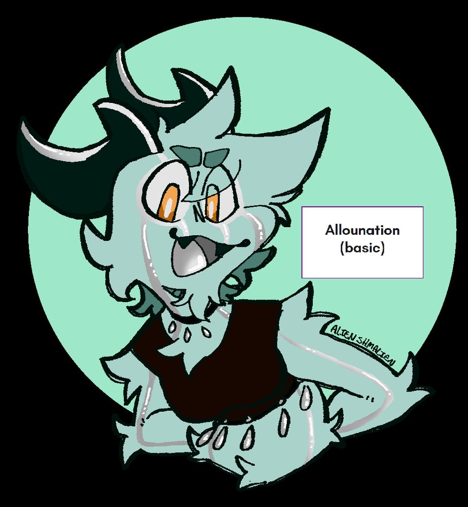 A bust drawing of a blue alien 