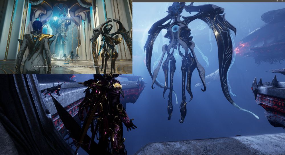 Screenshot of Warframe showing tennocon stream overlayed with Tennocon relay