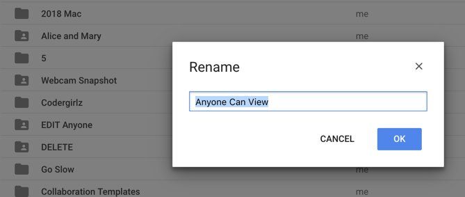 Anyone Can View folder creation