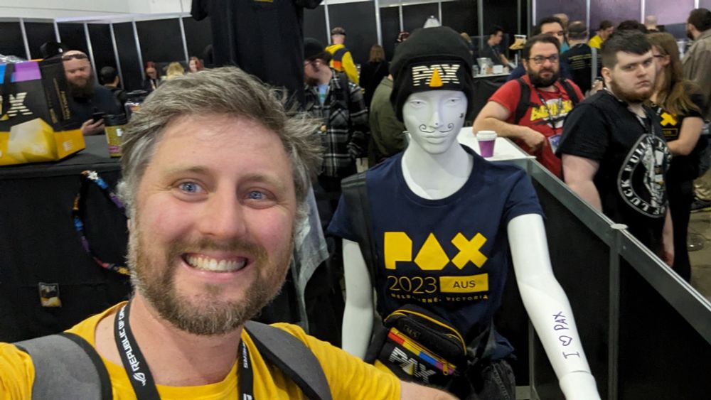 Selfie with a merch dummy