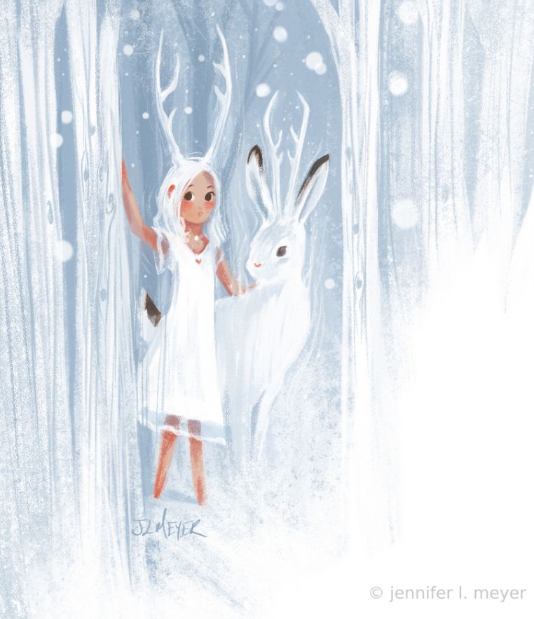 What is at the edge of the forest, most people dont know or believe it. For what graces the between space is a child in a shift with horns followed by a bunny bearing the same.