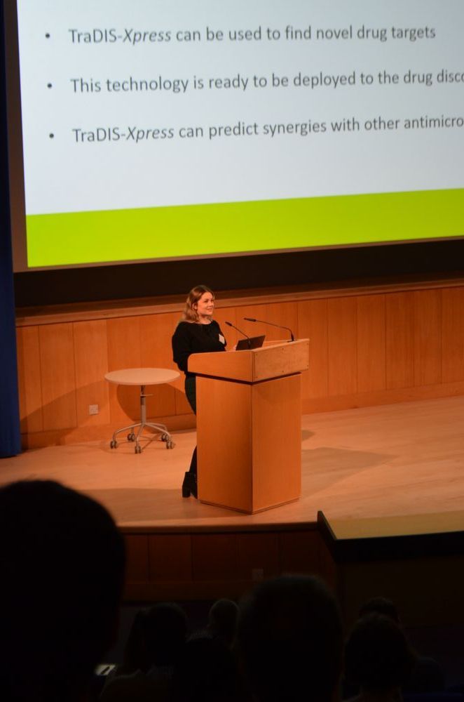 Dr Emma Holden giving a talk about TRADIS