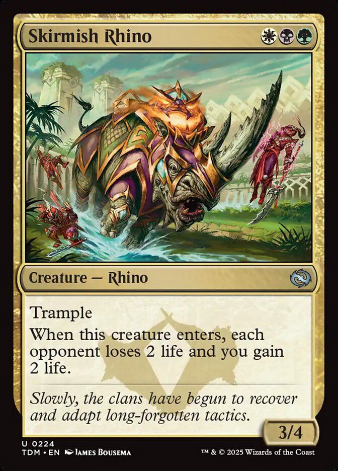 Skirmish Rhino. A callback to Siege Rhino, a card that I just realised is ten years old