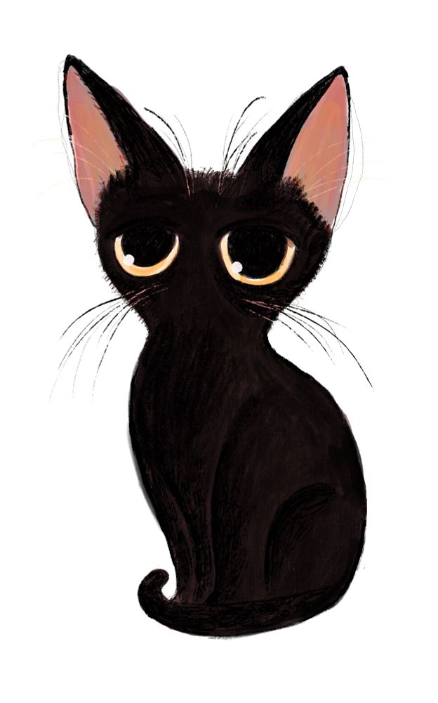 a cute black cat staring at the viewer with big eyes and whiskers