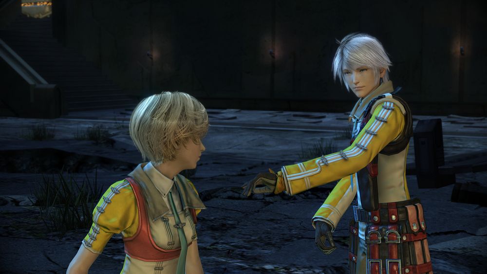 Final Fantasy XIII-2. Alyssa (left) at the Paddra ruins and Hope (Adult) at the right.