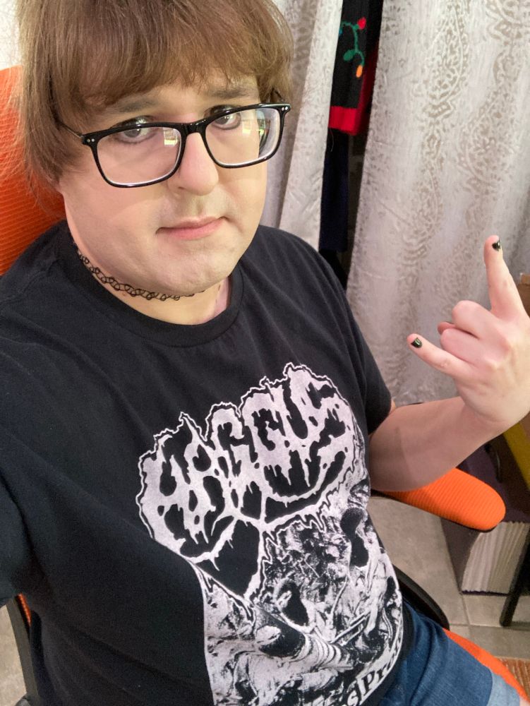 Me wearing a Haggus band t-shirt