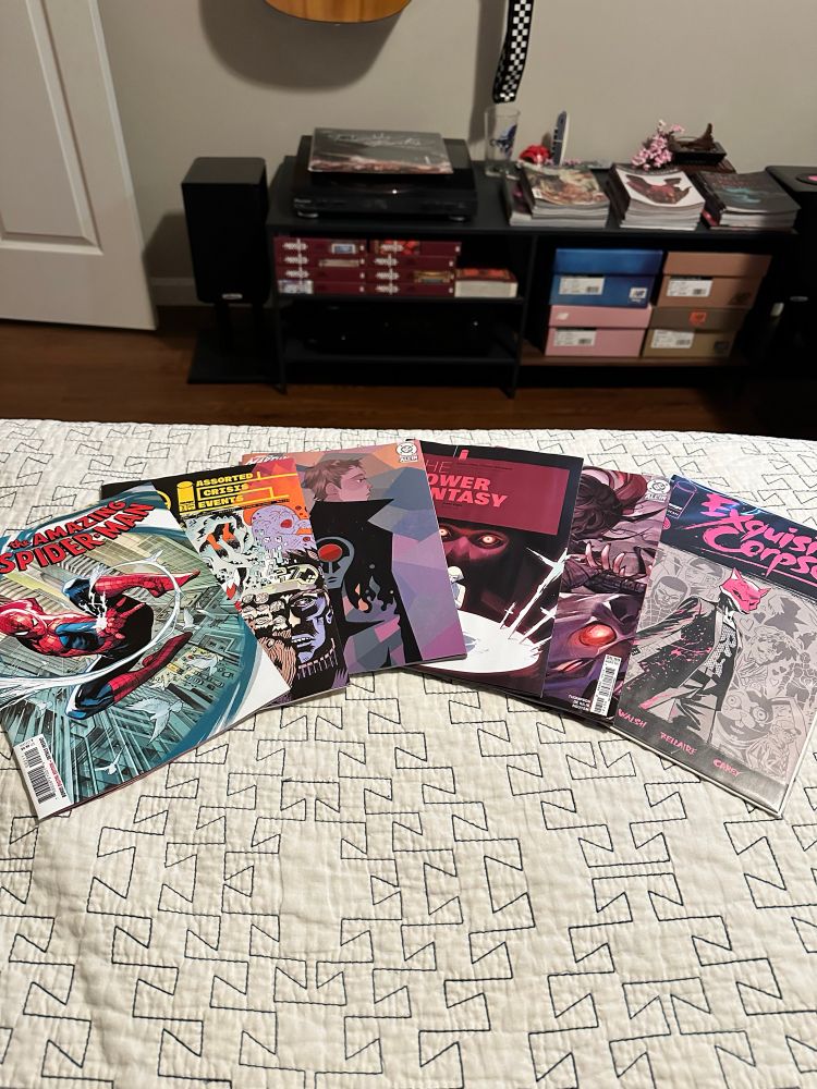 Amazing Spider-Man #2, Assorted Crisis Events #2, Absolute Martian Manhunter #2, The Power Fantasy #8, Absolute Wonder Woman #7, Exquisite Corpses Ashcan