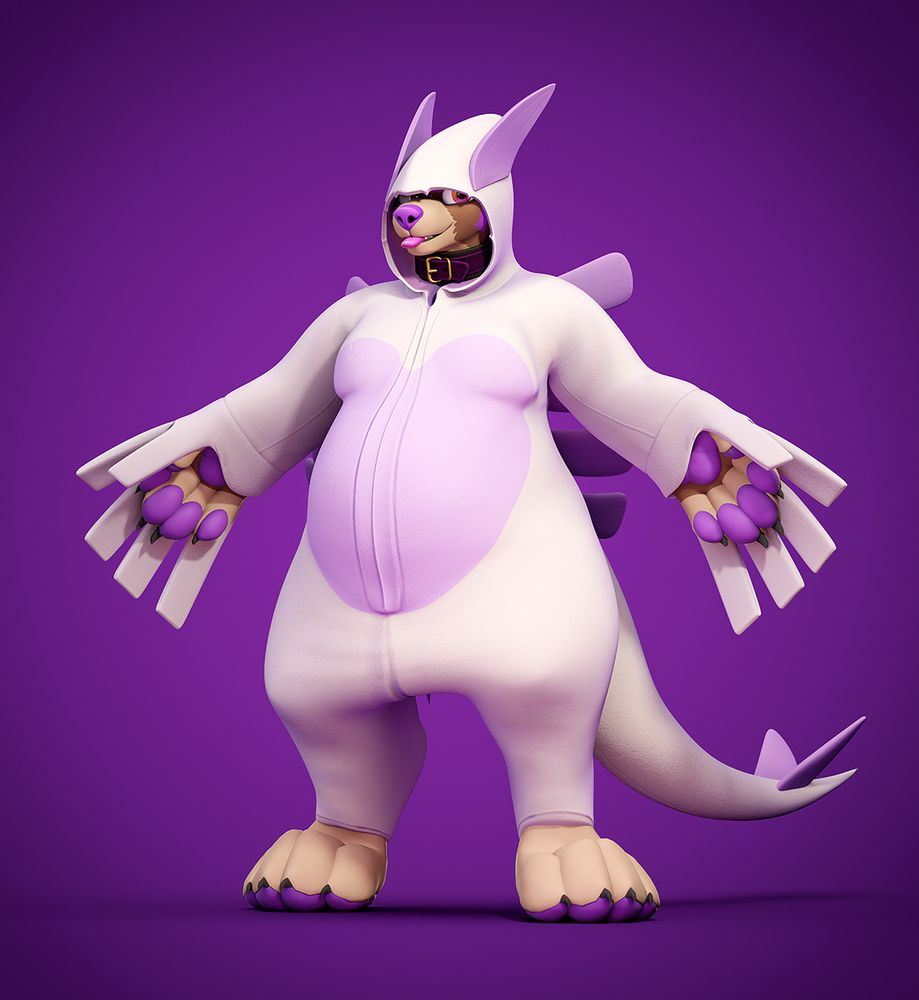 Bear character in Lugia onesie
