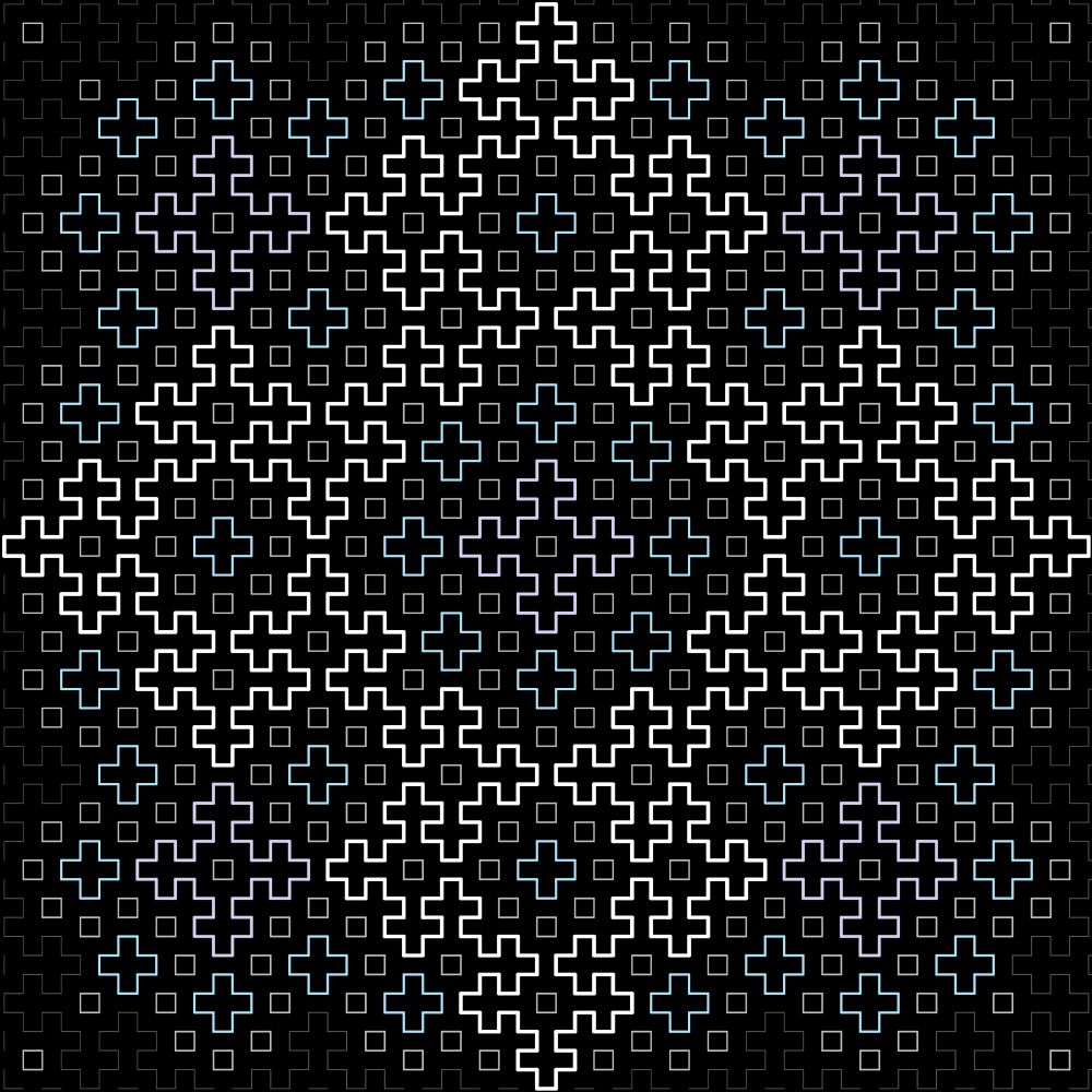 An order 5 hitomezashi snowflake created using Tableau (includes snowflakes of order 1,2,3 within)