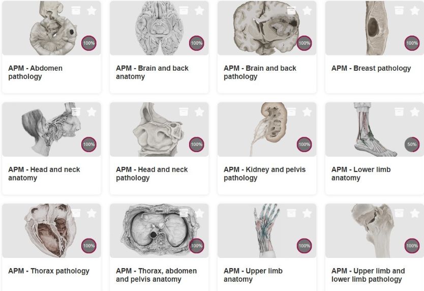 A screengrab of the Anatomy and Pathology Museum's online library 