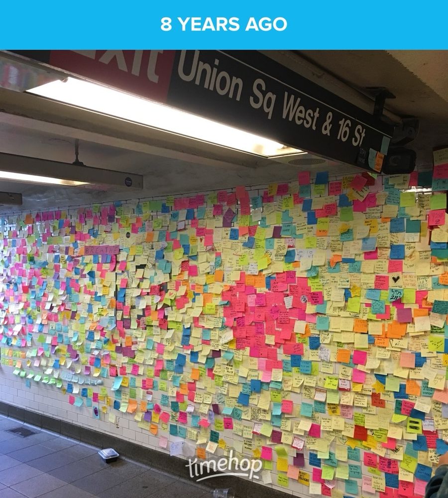 Subway station post its in shape of a heart