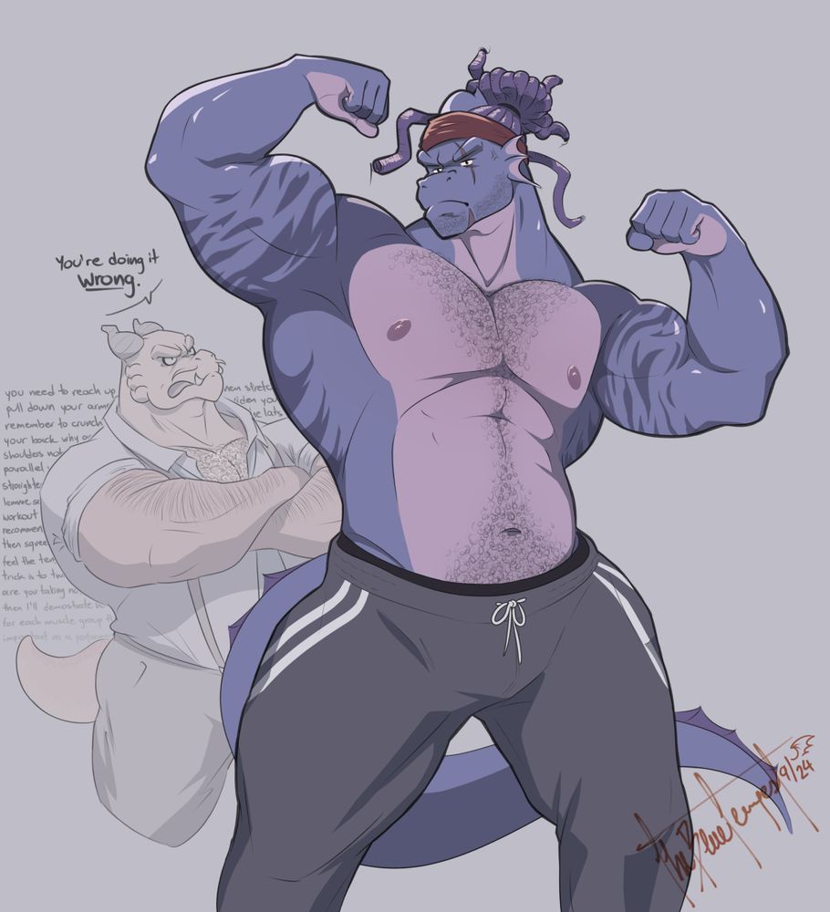 Abraxus criticizing Gredorim's flexing technique, as he usually does