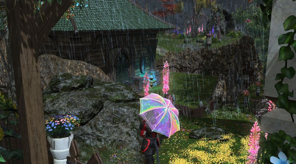 An image of a house in FFXIV with an empty garden 