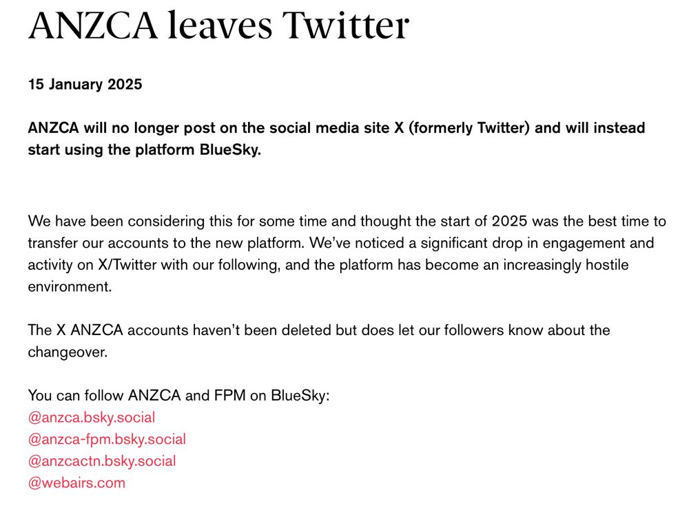 Statement from ANZCA