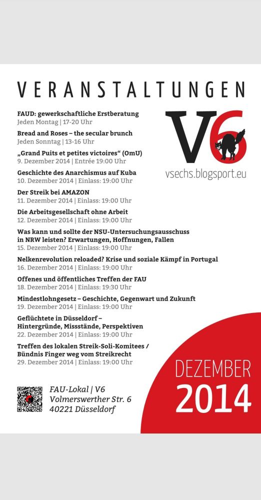 Vorläufiges Programm für Dezember 2014 in V6 