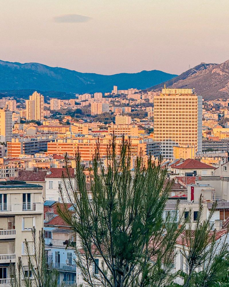 skyline of marseille in the evening