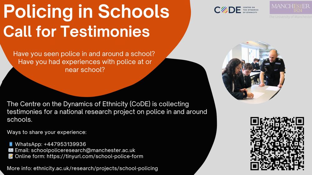 Repeats text in post plus 'have you seen police in and around a school? have you had experiences with police at or near school?'