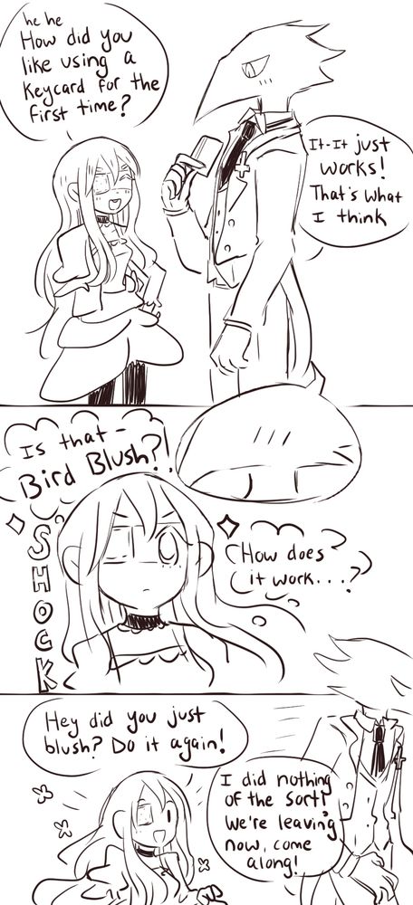 Doodle comic about Caron blushing