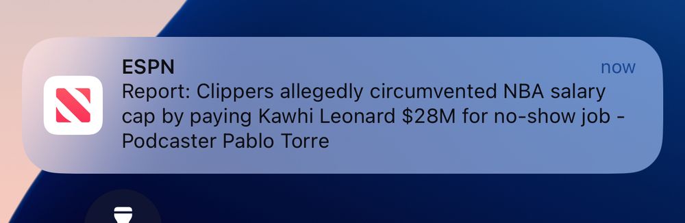 ESPN news alert crediting Pablo Torre