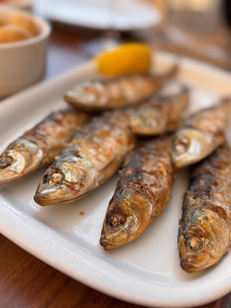 Grilled sardines from the outdoor grill 