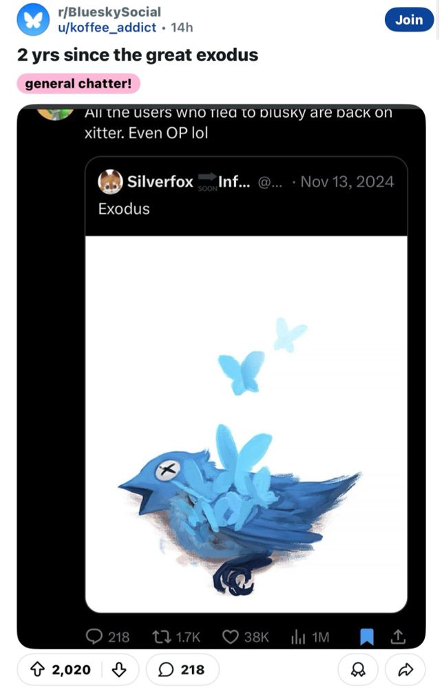 Bluesky subreddit screenshot