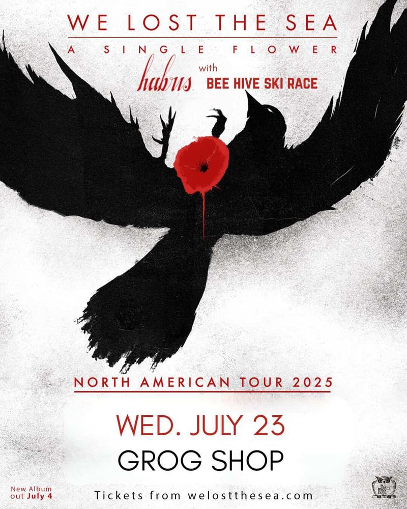Show poster for We Lost The Sea with Hubris and Bee Hive Ski Race. Wednesday July 23rd in Cleveland at the Grog Shop.