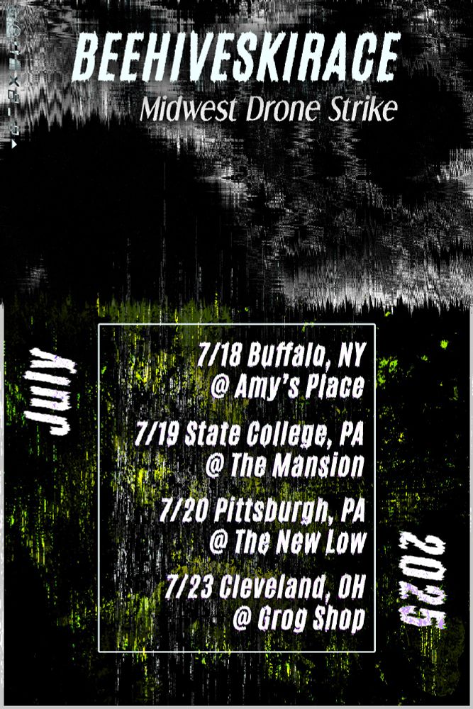 Bee Hive Ski Race July Tour Poster. 7/18 Buffalo NY - 7/19 State College PA - 7/20 Pittsburgh PA - 7/23 Cleveland OH