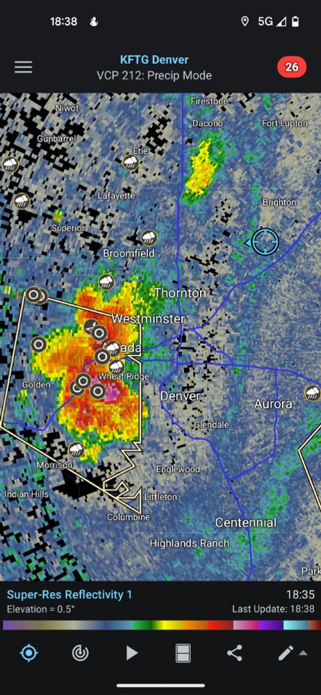 Radar image of some blobby storms 
