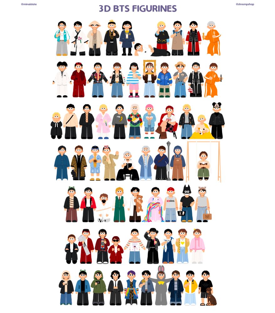 BTS inspired 3D figurines.