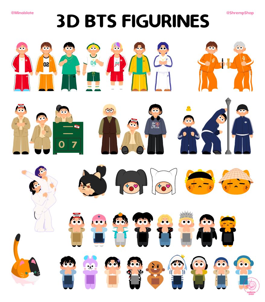 3D BTS inspired figurine designs by me.