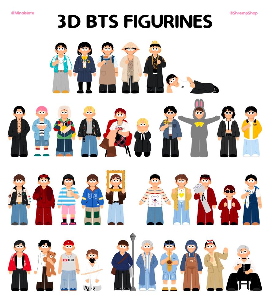Some of the 3D BTS inspired figurines available in my shop right now.