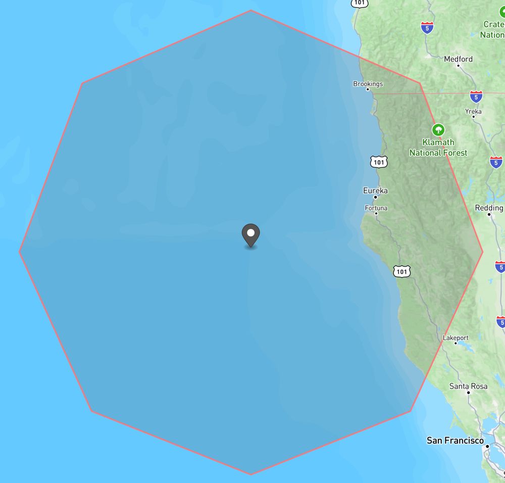 Map showing the alerted area