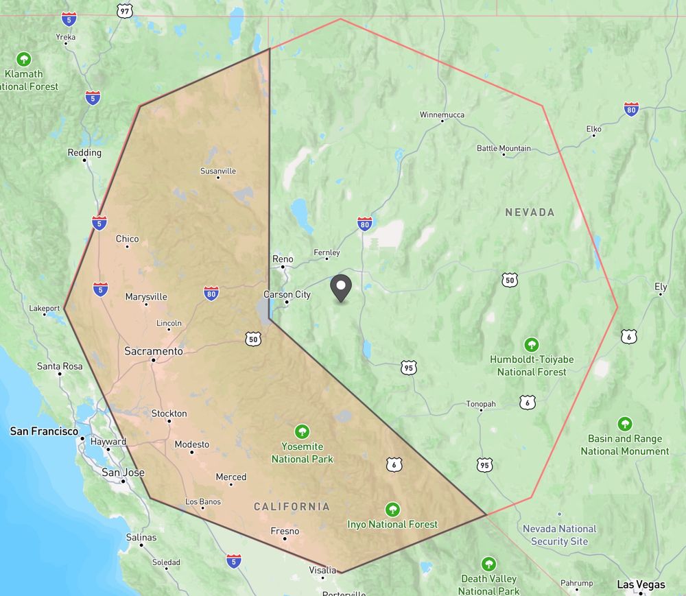 Map showing the alert region